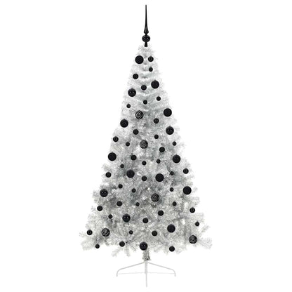 Albero di Natale artificiale con luci integrate Argento 210 cm