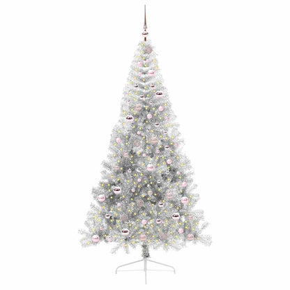 Albero di Natale artificiale con luci integrate Argento 210 cm