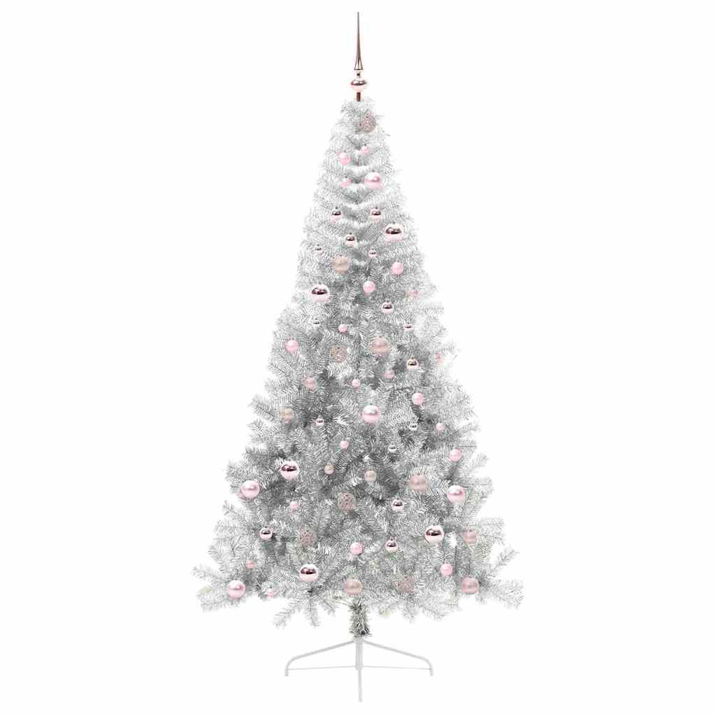 Albero di Natale artificiale con luci integrate Argento 210 cm