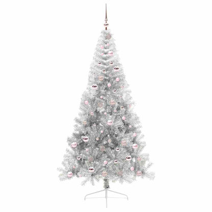 Albero di Natale artificiale con luci integrate Argento 210 cm