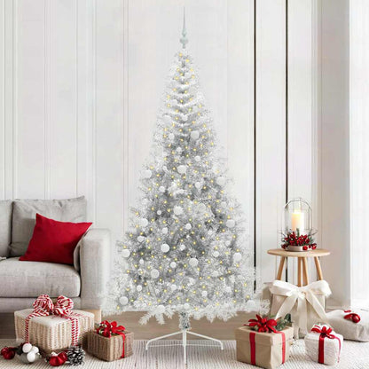 Albero di Natale artificiale con luci integrate Argento 210 cm