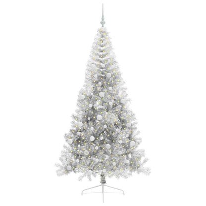Albero di Natale artificiale con luci integrate Argento 210 cm