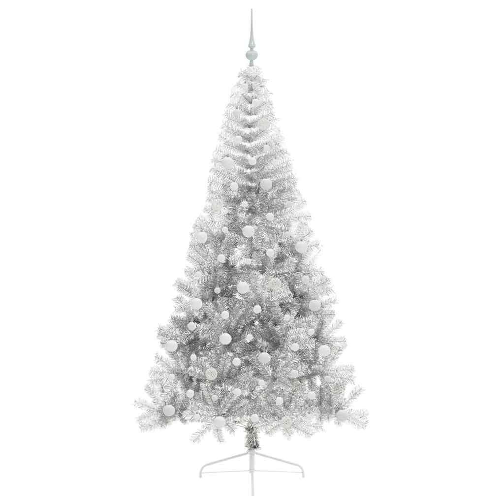 Albero di Natale artificiale con luci integrate Argento 210 cm