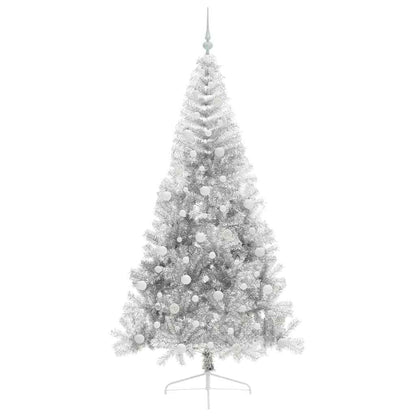 Albero di Natale artificiale con luci integrate Argento 210 cm