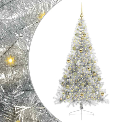 Albero di Natale artificiale con luci integrate Argento 210 cm
