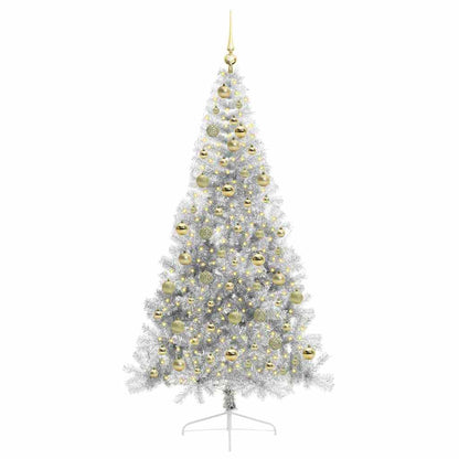 Albero di Natale artificiale con luci integrate Argento 210 cm