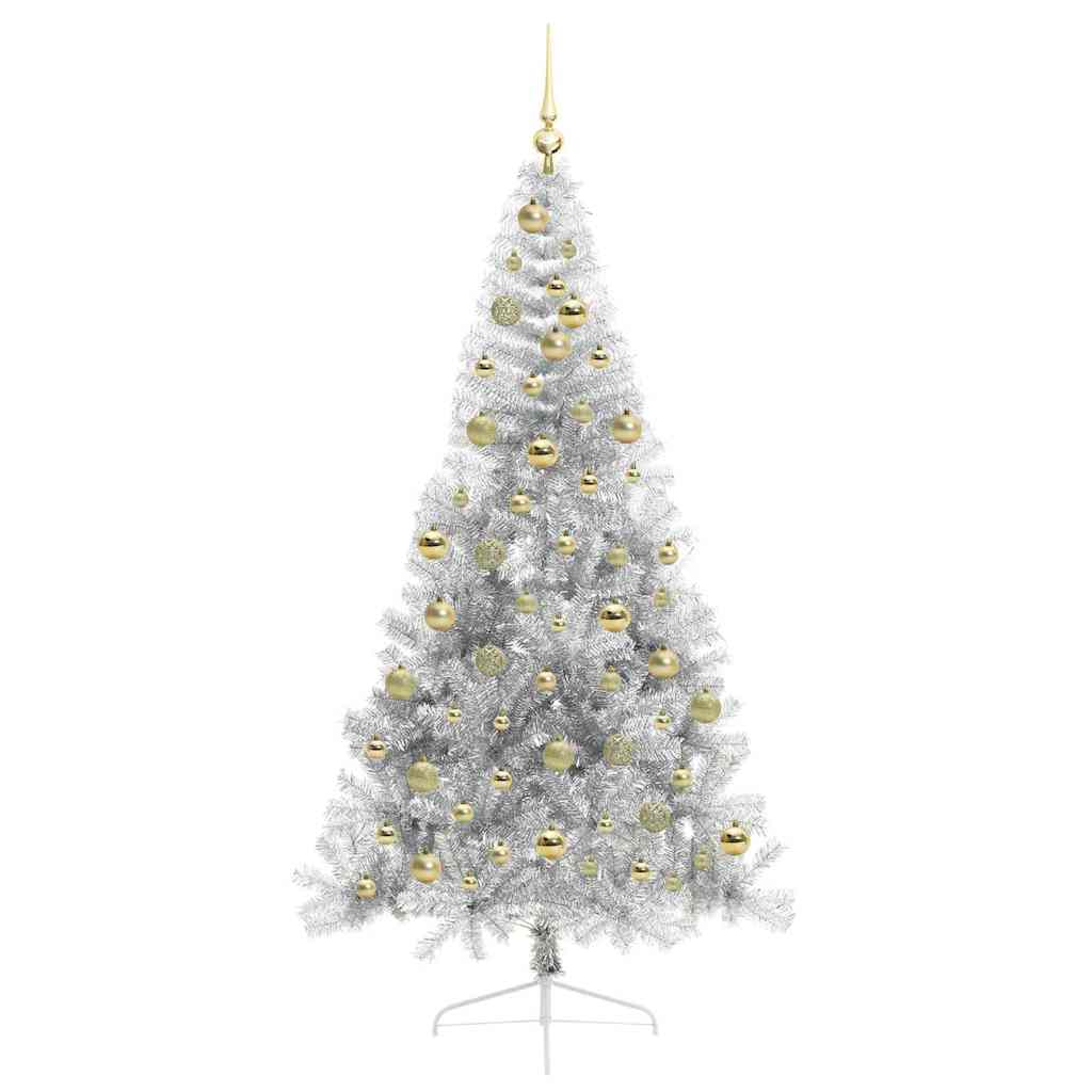 Albero di Natale artificiale con luci integrate Argento 210 cm