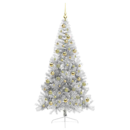 Albero di Natale artificiale con luci integrate Argento 210 cm