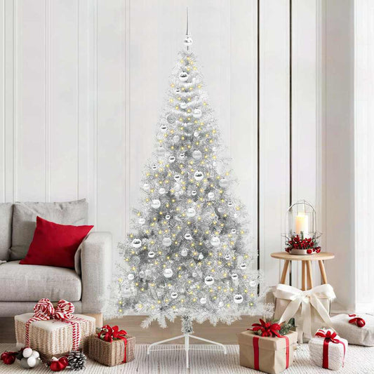 Albero di Natale artificiale con luci integrate Argento 210 cm