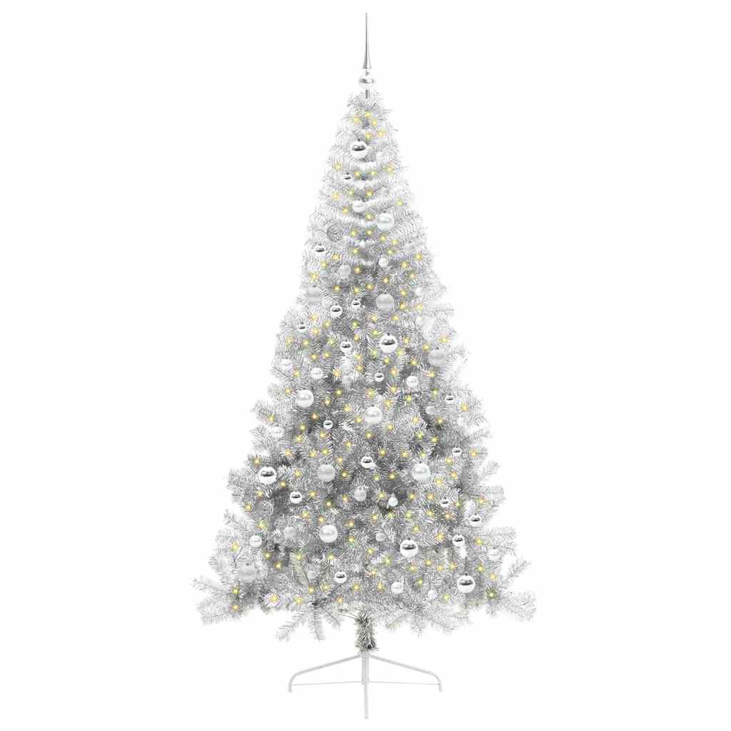 Albero di Natale artificiale con luci integrate Argento 210 cm