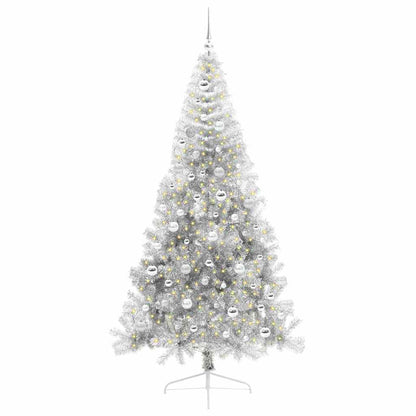Albero di Natale artificiale con luci integrate Argento 210 cm