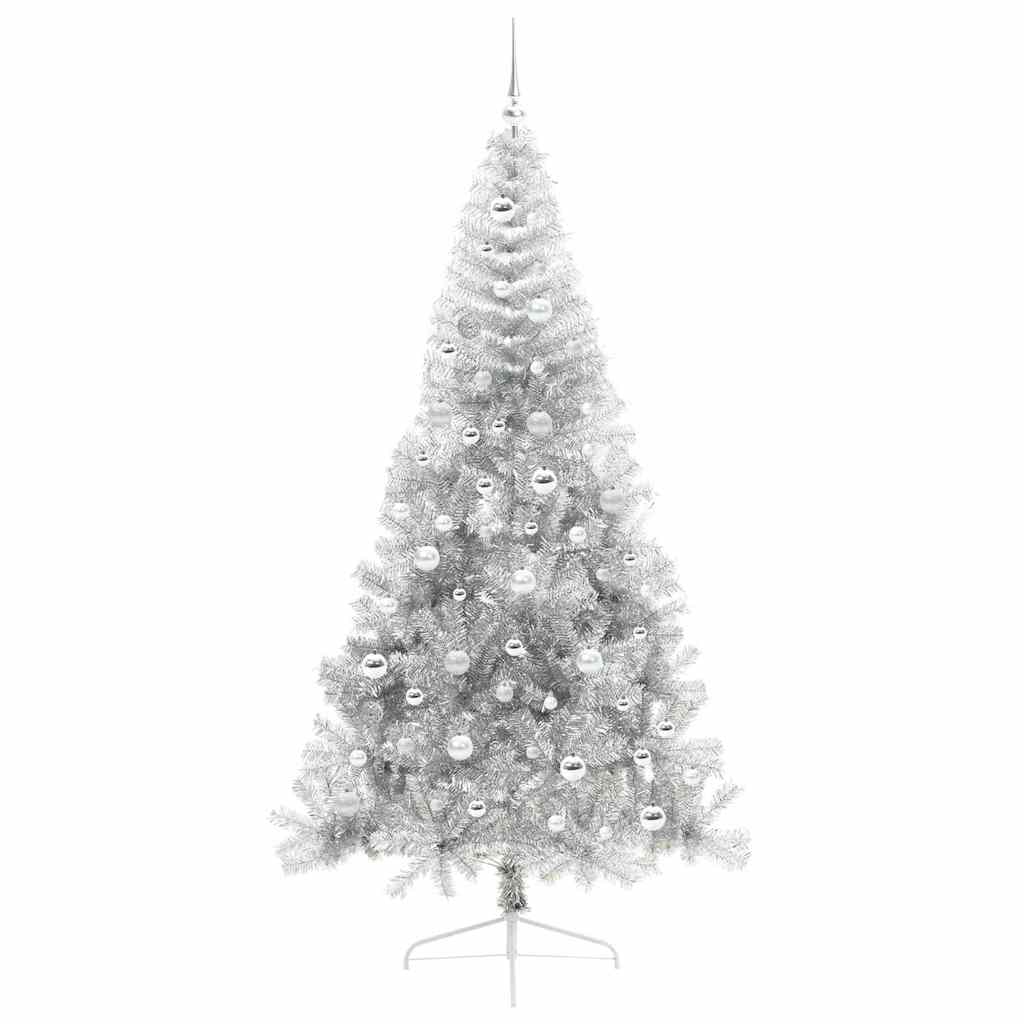 Albero di Natale artificiale con luci integrate Argento 210 cm