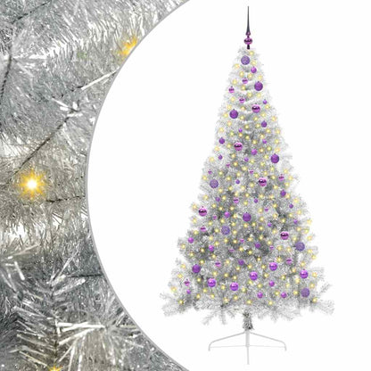 Albero di Natale artificiale con luci integrate Argento 210 cm