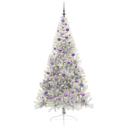 Albero di Natale artificiale con luci integrate Argento 210 cm