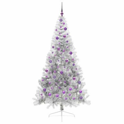 Albero di Natale artificiale con luci integrate Argento 210 cm