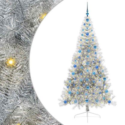 Albero di Natale artificiale con luci integrate Argento 210 cm