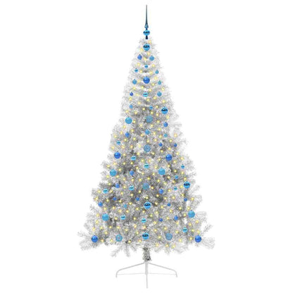 Albero di Natale artificiale con luci integrate Argento 210 cm