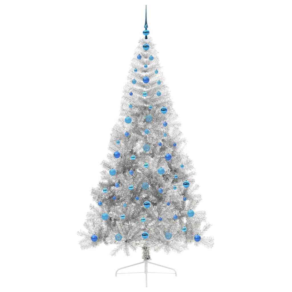 Albero di Natale artificiale con luci integrate Argento 210 cm