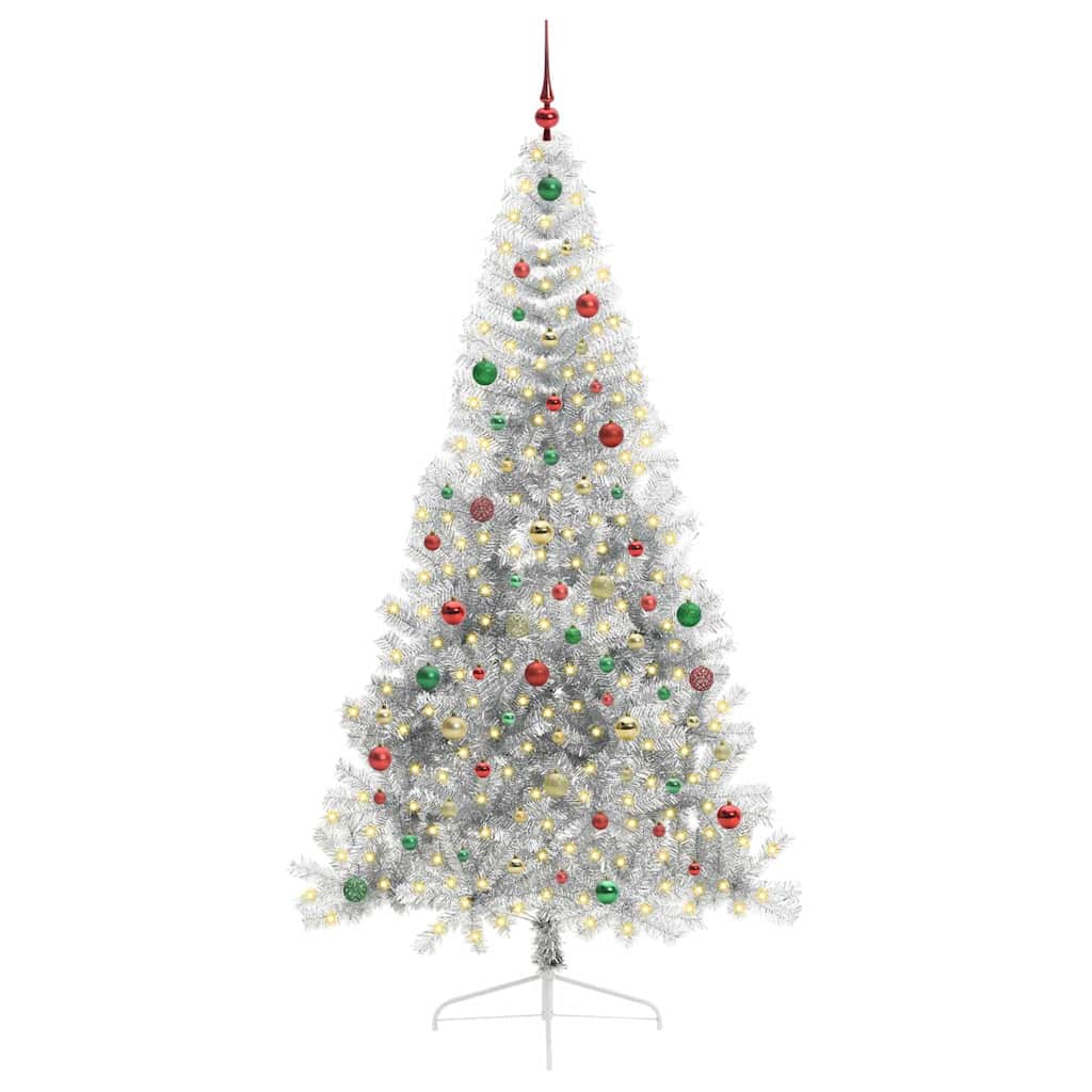 Albero di Natale artificiale con luci integrate Argento 210 cm