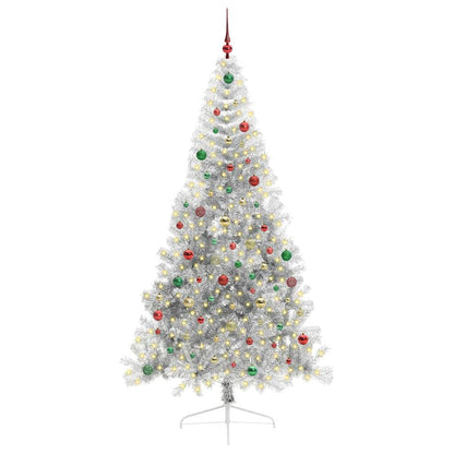 Albero di Natale artificiale con luci integrate Argento 210 cm