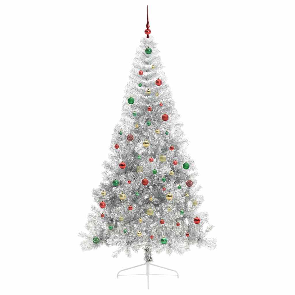 Albero di Natale artificiale con luci integrate Argento 210 cm