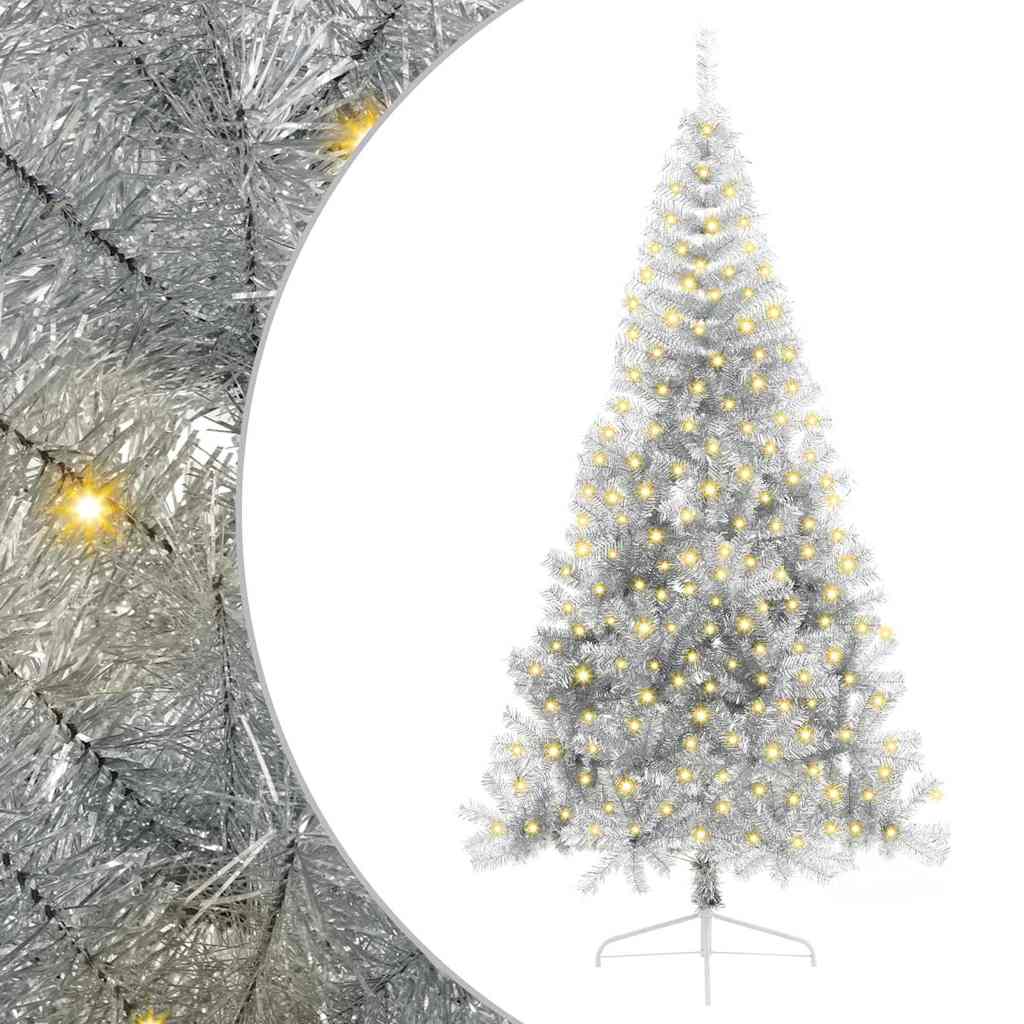 Albero di Natale artificiale con luci integrate Argento 240 cm