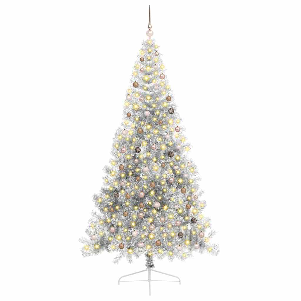 Albero di Natale artificiale con luci integrate Argento 240 cm