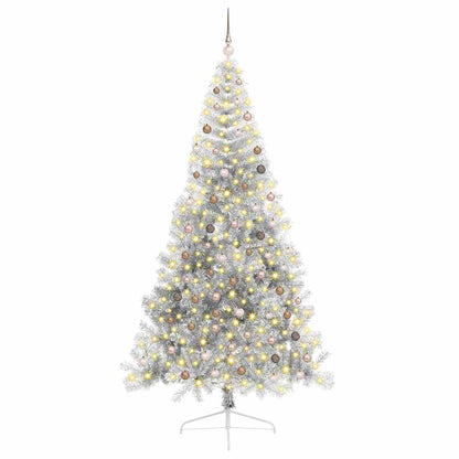 Albero di Natale artificiale con luci integrate Argento 240 cm