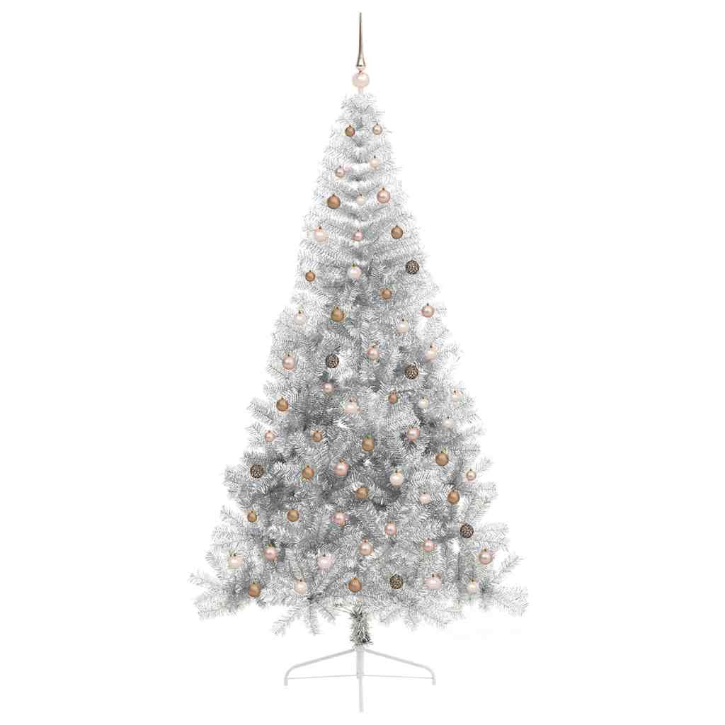 Albero di Natale artificiale con luci integrate Argento 240 cm