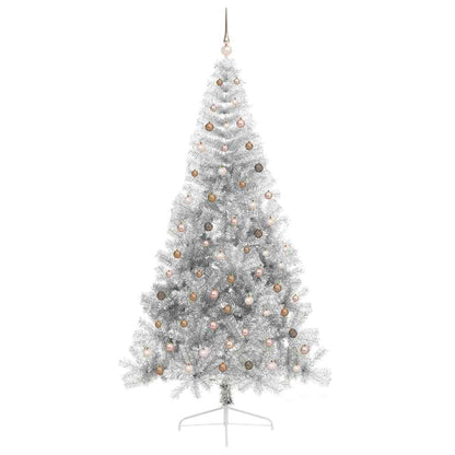 Albero di Natale artificiale con luci integrate Argento 240 cm