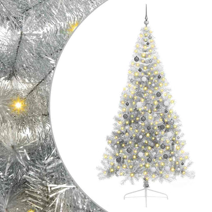 Albero di Natale artificiale con luci integrate Argento 240 cm