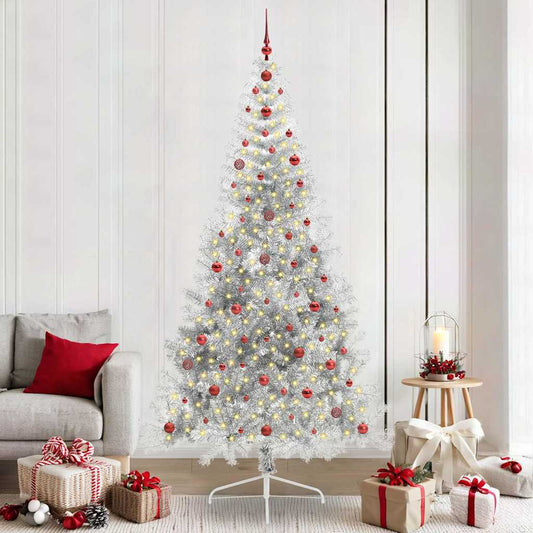 Albero di Natale artificiale con luci integrate Argento 240 cm