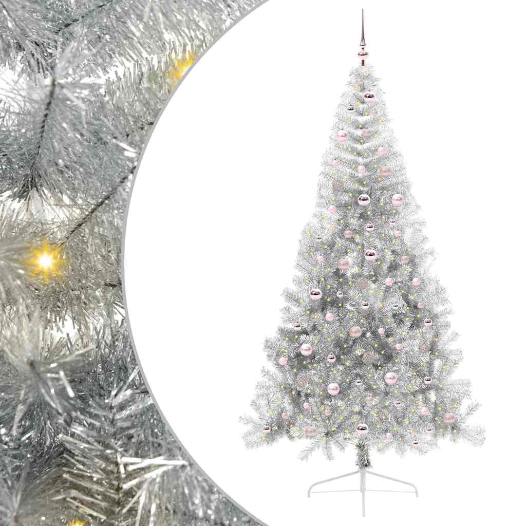Albero di Natale artificiale con luci integrate Argento 240 cm