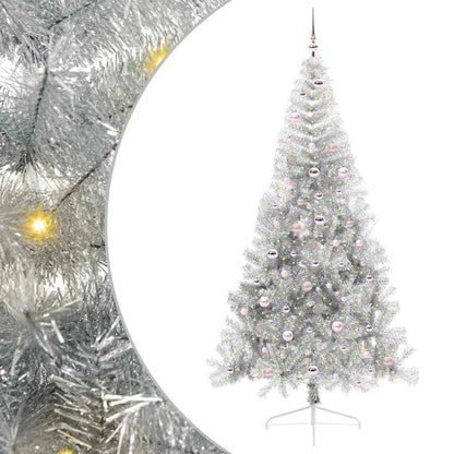 Albero di Natale artificiale con luci integrate Argento 240 cm