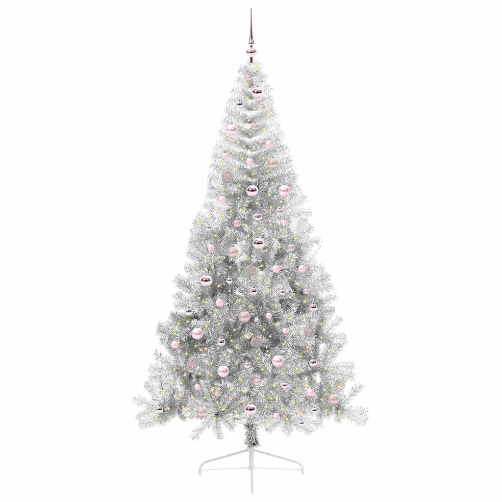 Albero di Natale artificiale con luci integrate Argento 240 cm