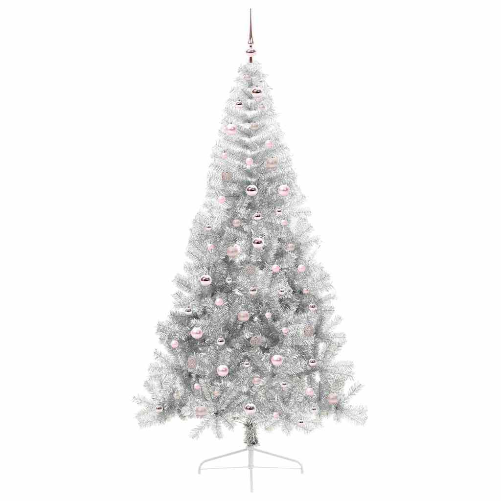 Albero di Natale artificiale con luci integrate Argento 240 cm