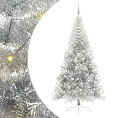 Albero di Natale artificiale con luci integrate Argento 240 cm
