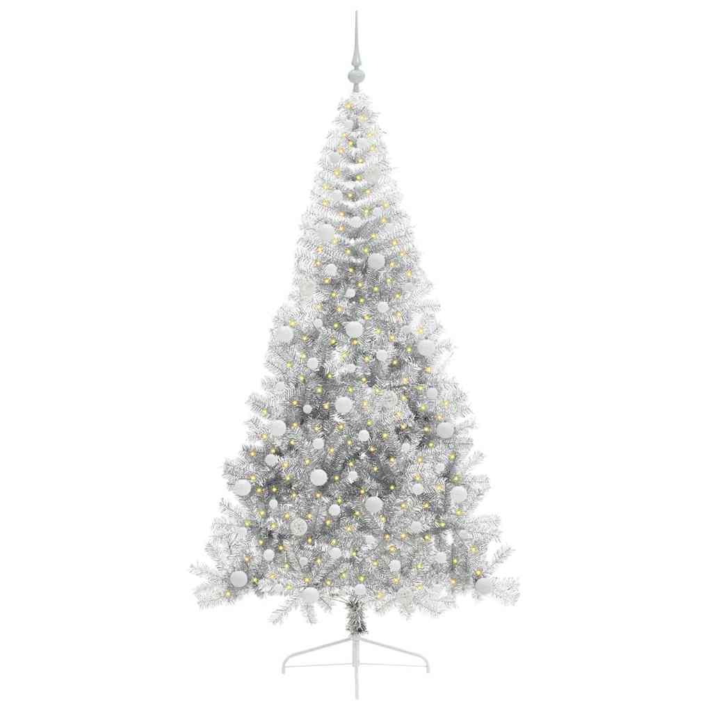 Albero di Natale artificiale con luci integrate Argento 240 cm