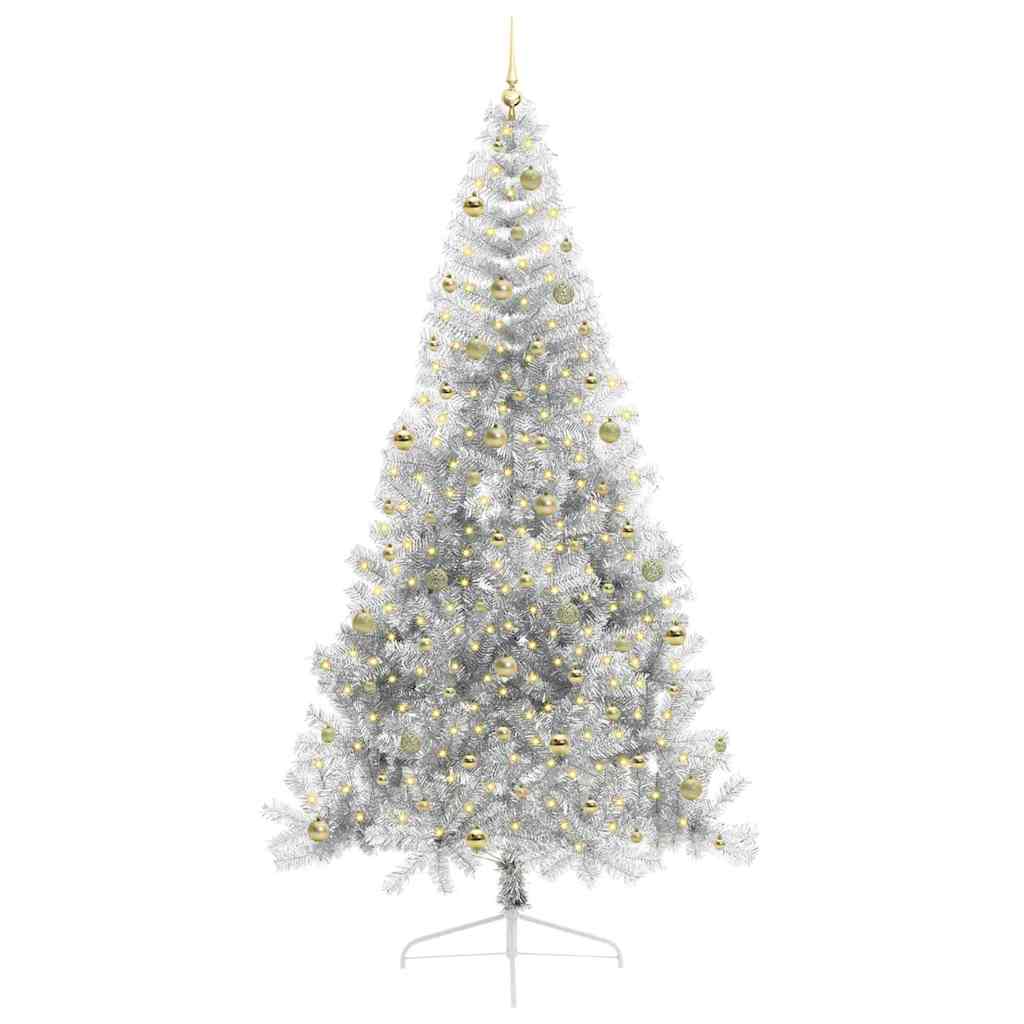 Albero di Natale artificiale con luci integrate Argento 240 cm