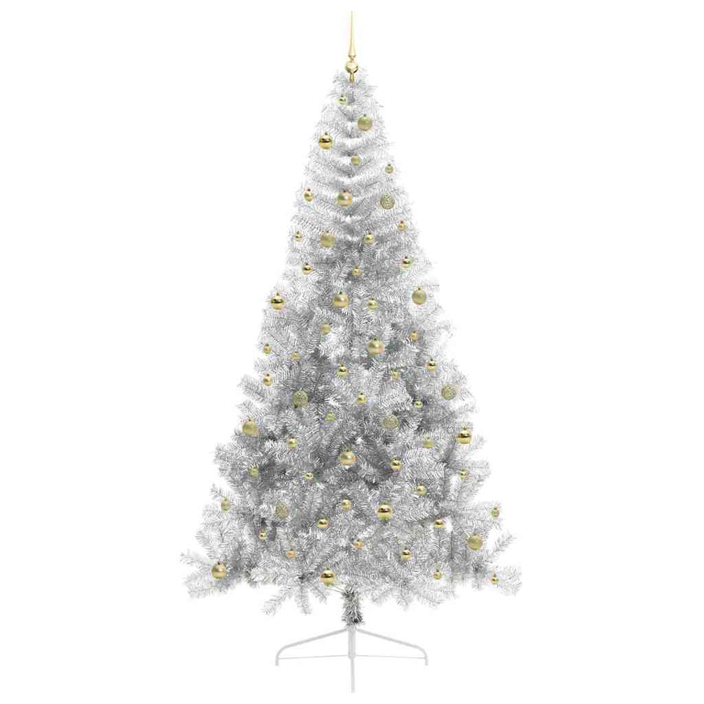 Albero di Natale artificiale con luci integrate Argento 240 cm