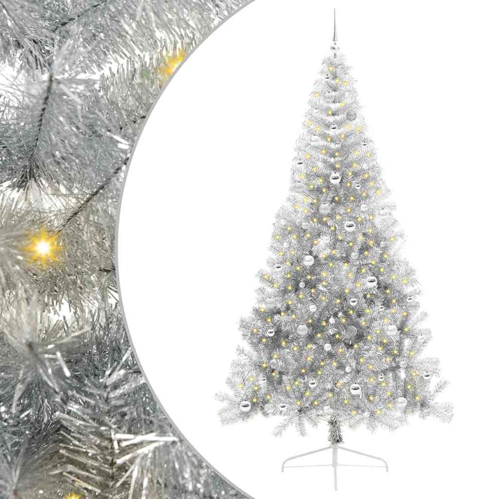 Albero di Natale artificiale con luci integrate Argento 240 cm
