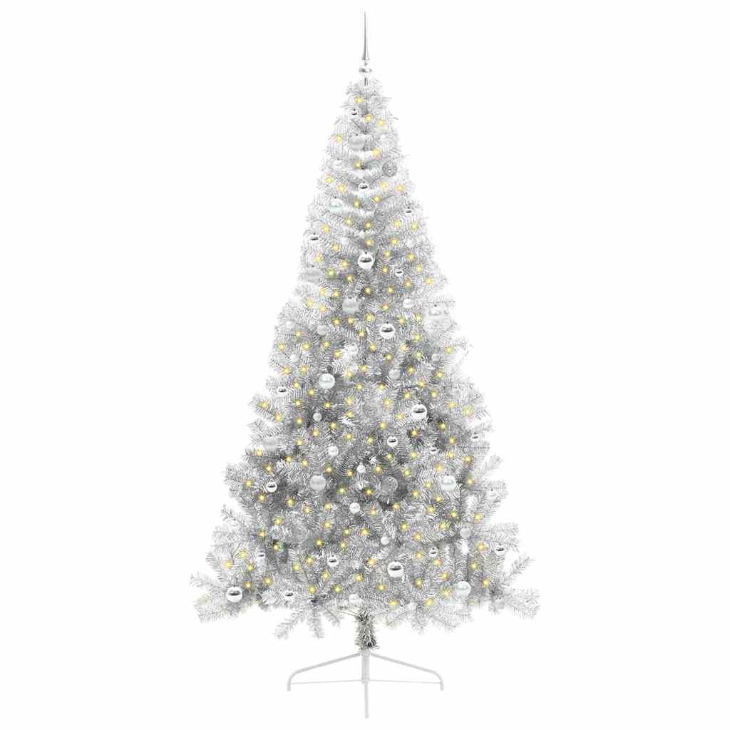 Albero di Natale artificiale con luci integrate Argento 240 cm