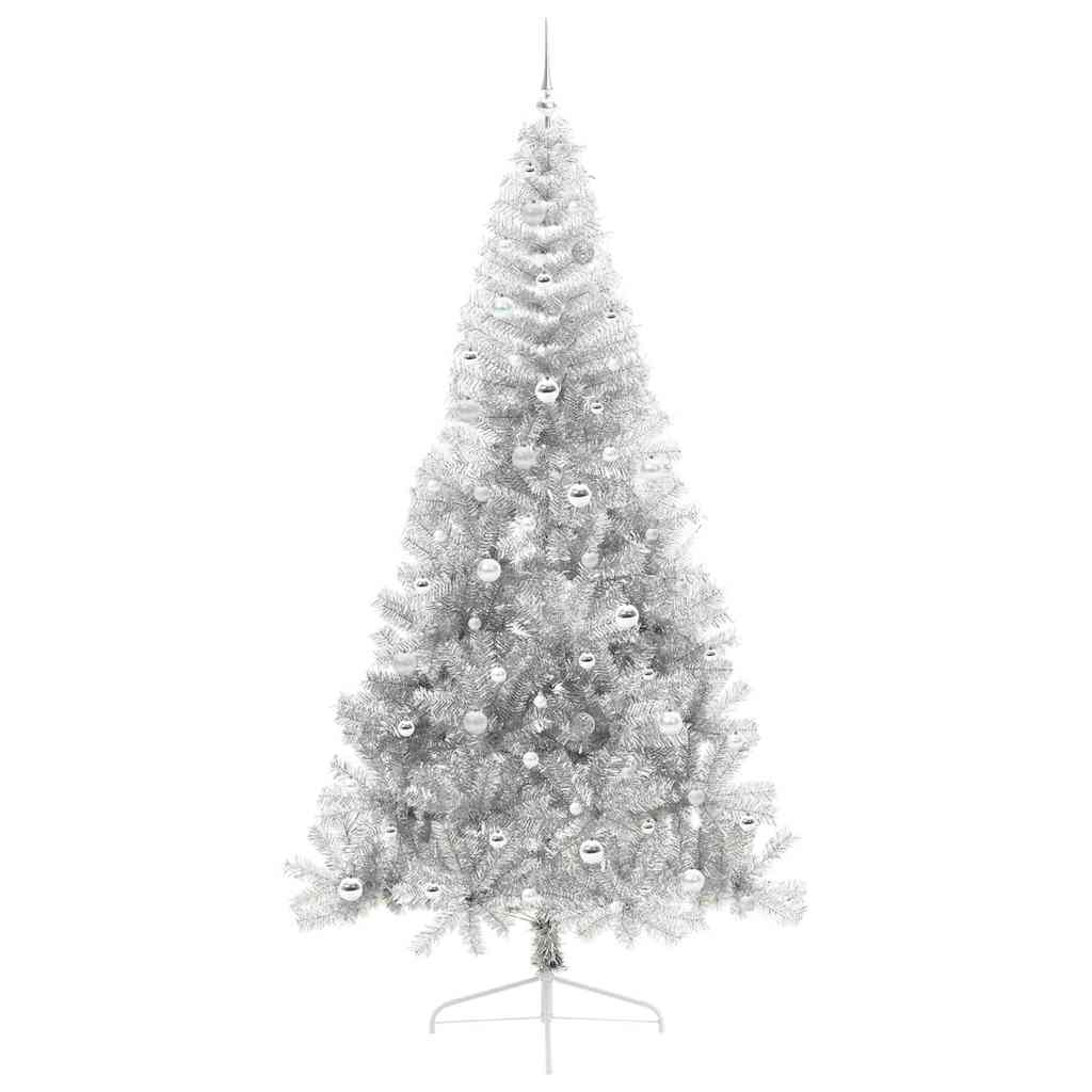 Albero di Natale artificiale con luci integrate Argento 240 cm