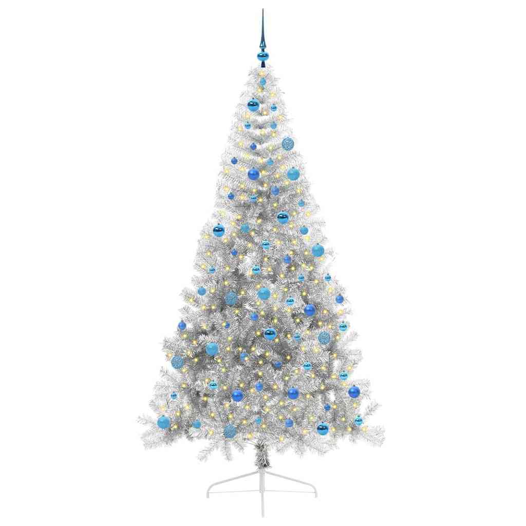 Albero di Natale artificiale con luci integrate Argento 240 cm