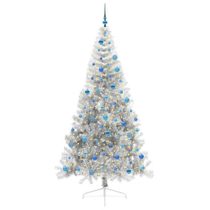 Albero di Natale artificiale con luci integrate Argento 240 cm
