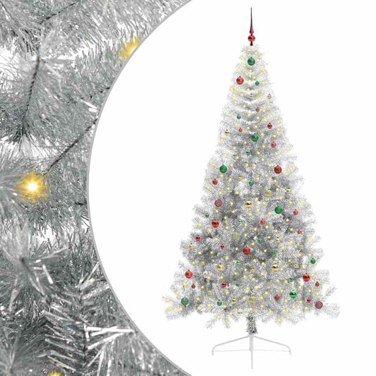 Albero di Natale artificiale con luci integrate Argento 240 cm