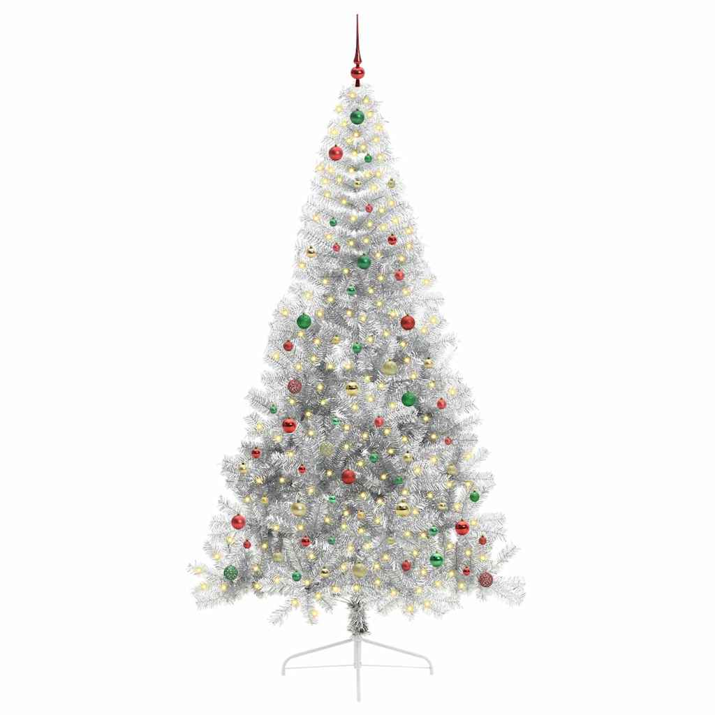 Albero di Natale artificiale con luci integrate Argento 240 cm