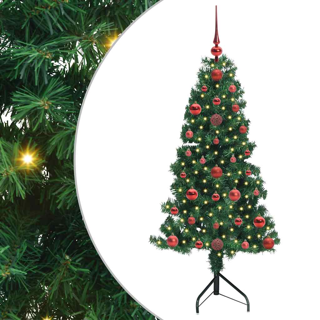 Albero di Natale Artificiale Angolare con 150 LED Verde 120 cm