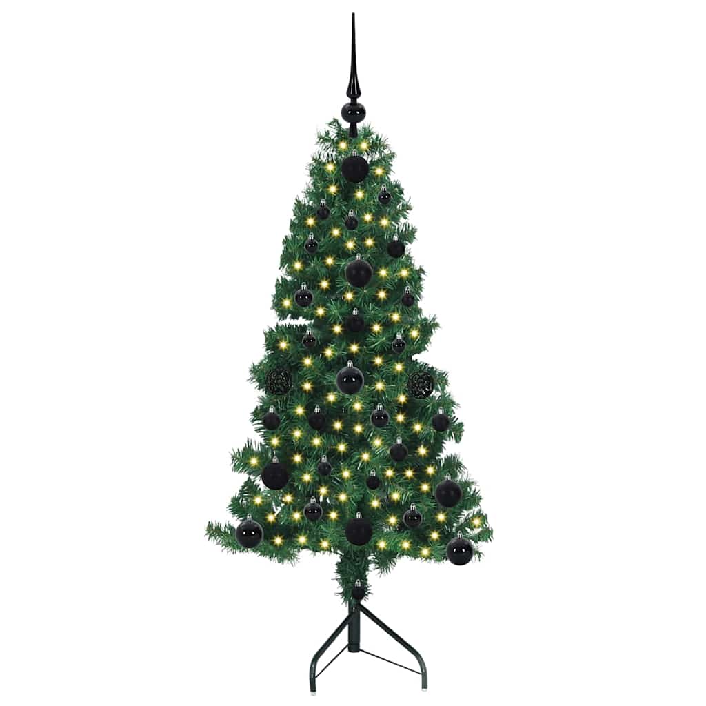 Albero di Natale Artificiale Angolare con 150 LED Verde 120 cm