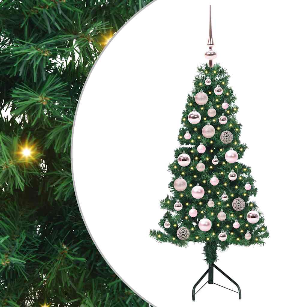 Albero di Natale Artificiale Angolare con 150 LED Verde 120 cm